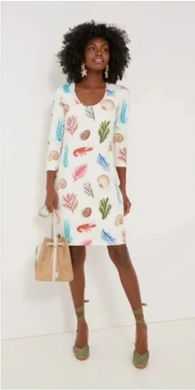 Tuckernuck Bahama Botanical Mara Cream Mini Dress XXS Nautical Beachy Print NWT